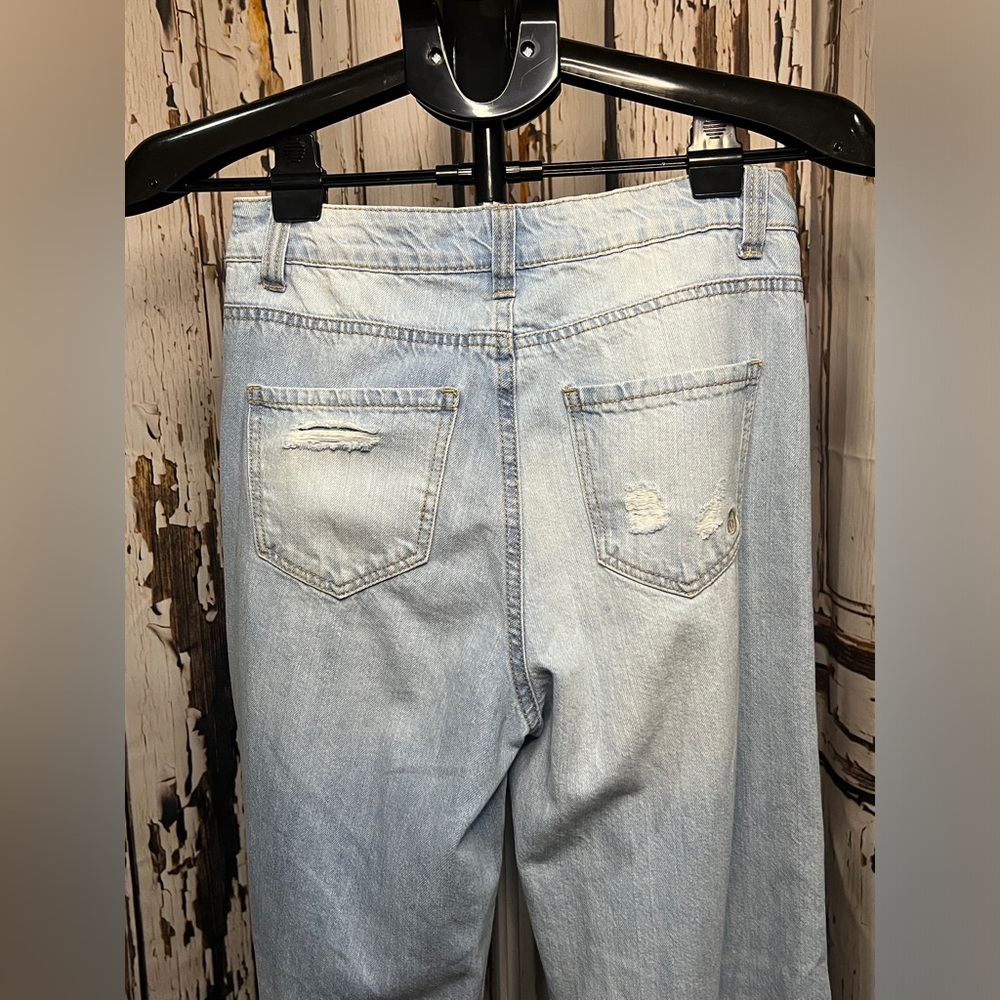 Indigo Rein Light Blue Distressed Straight Leg Jeans - Picture 7 of 10